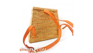 hand woven ata grass bags backpack double handle long leather